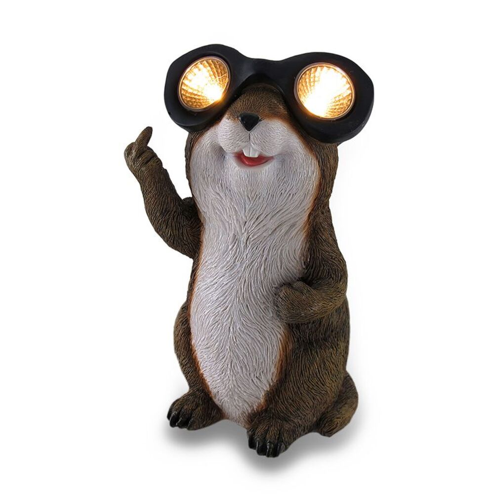 Naughty Groundhog Solar Eyes Solar LED Light Statue
